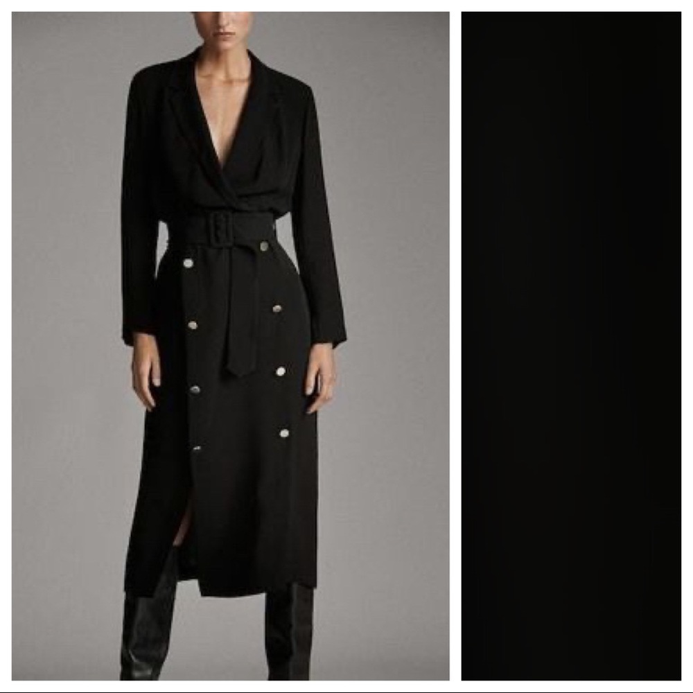 NWT Massimo Dutti Black Midi Dress Size 2, 6, 8,10 - Picture 2 of 6